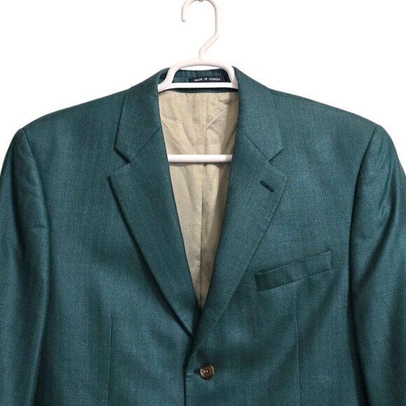 Ralph Lauren Green Silk Wool Single Breasted Blazer Sz 44L - Picture 3 of 14